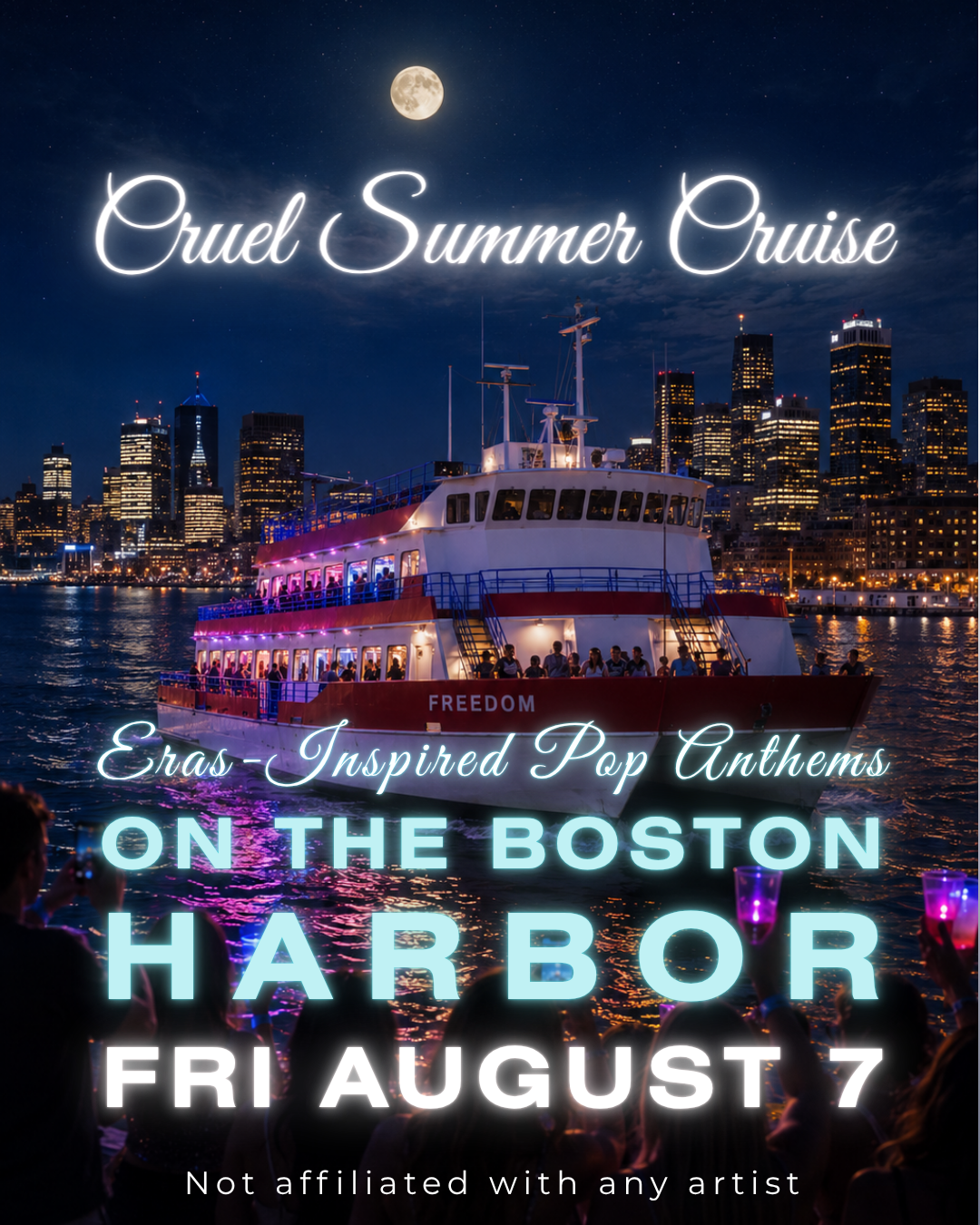 Cruel Summer Cruise — Boston's Ultimate Taylor-Themed Summer Boat Party — produced by Coastal Productions at MV Freedom, Boston, MA