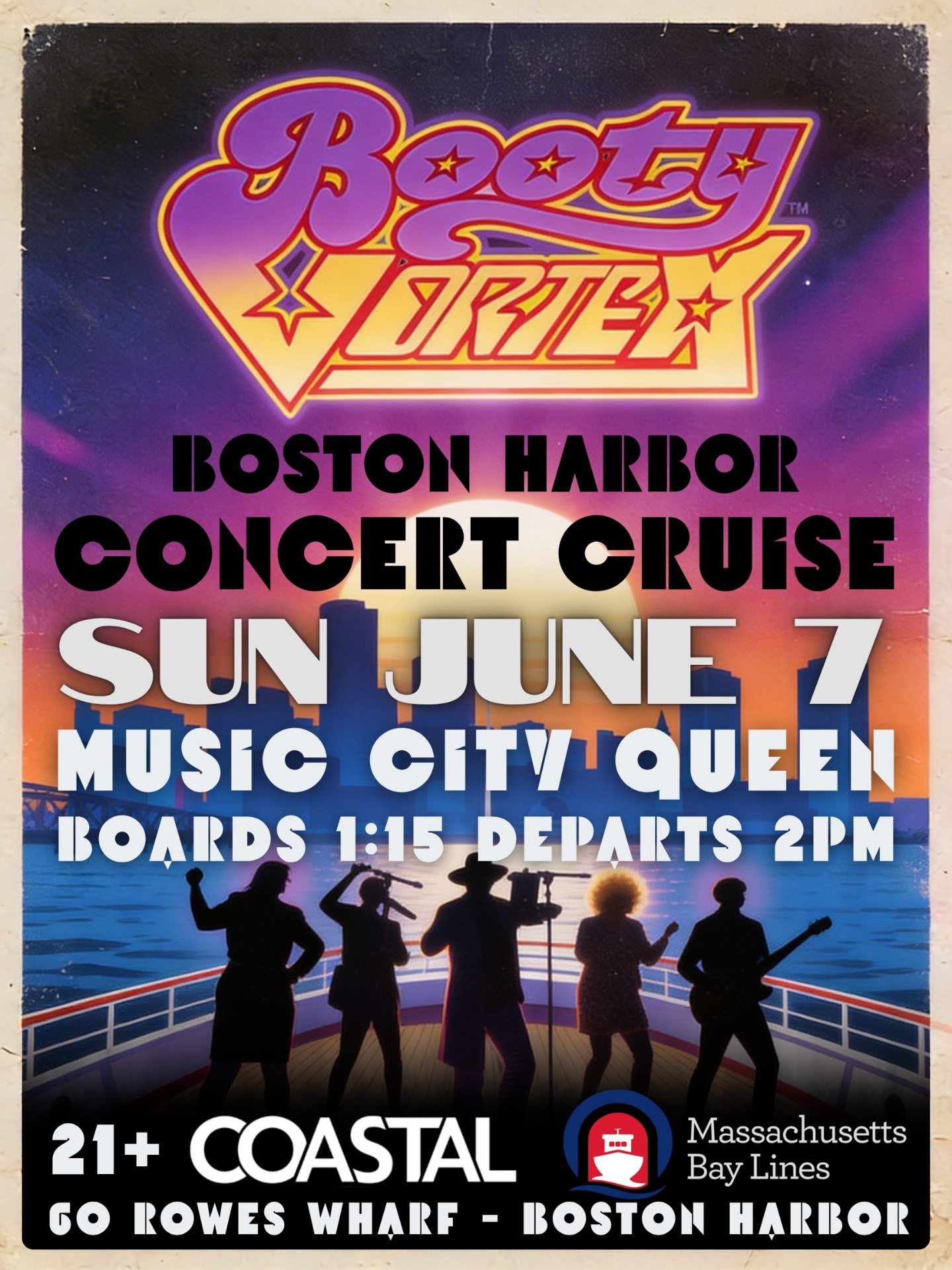 Booty Vortex — Boston Harbor Concert Cruise — produced by Coastal Productions at Music City Queen, Boston, MA